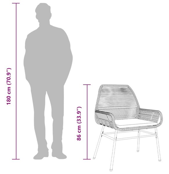 2 db fekete polyrattan kerti szék párnával