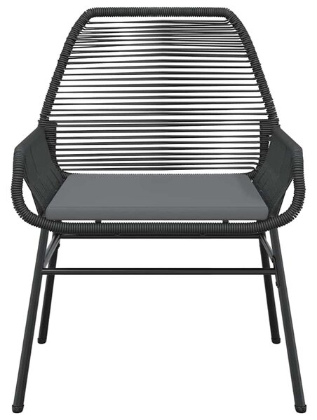 2 db fekete polyrattan kerti szék párnával