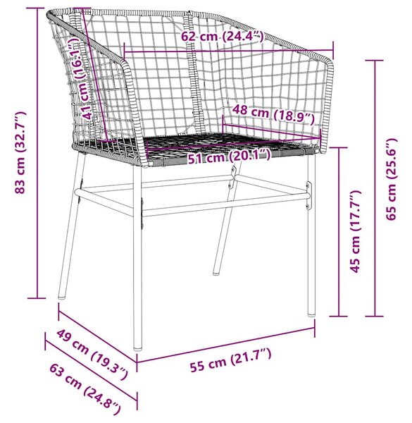 2 db fekete polyrattan kerti szék