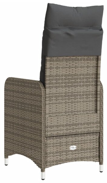 Szürke polyrattan dönthető kerti szék párnákkal