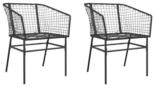 2 db fekete polyrattan kerti szék