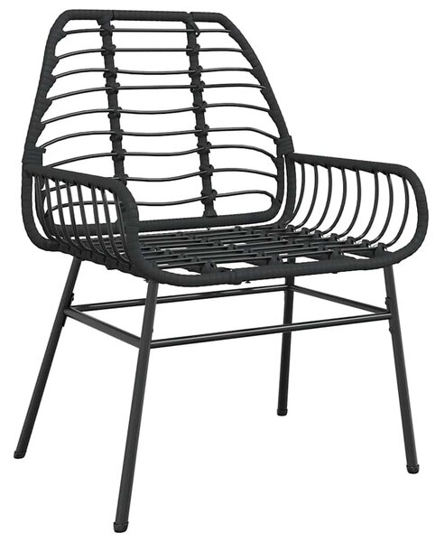 2 db fekete polyrattan kerti szék