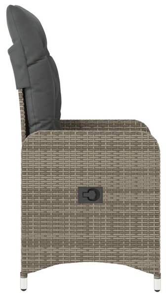 Szürke polyrattan dönthető kerti szék párnákkal