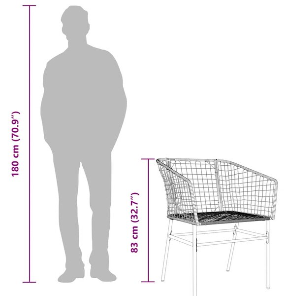 2 db fekete polyrattan kerti szék