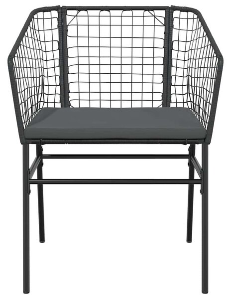 5 részes fekete polyrattan üveg kerti étkezőgarnitúra párnákkal