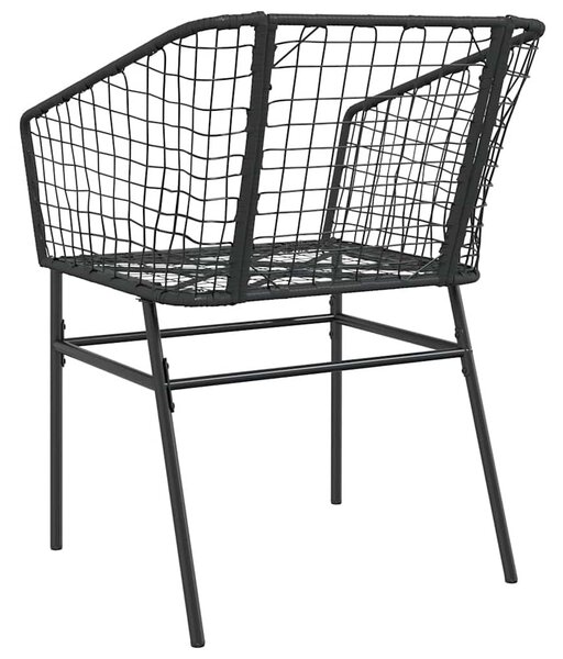 2 db fekete polyrattan kerti szék