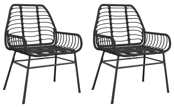 2 db fekete polyrattan kerti szék