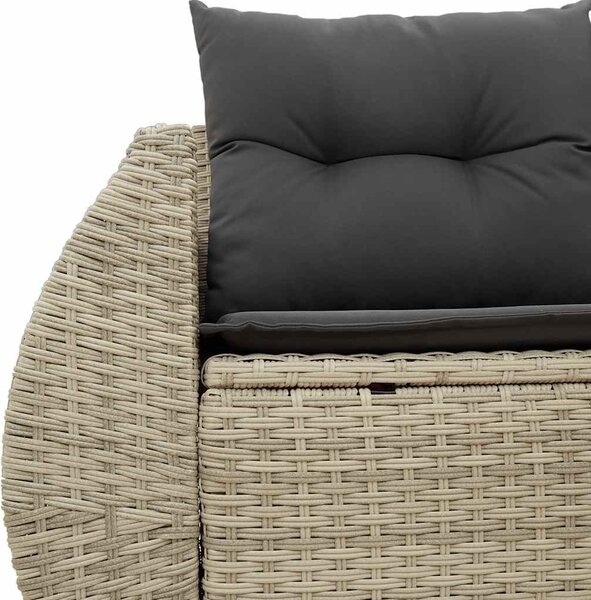 2 személyes világosszürke polyrattan kerti kanapé párnával
