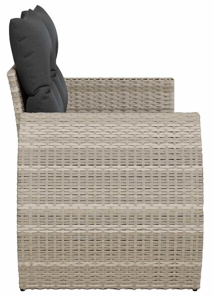 2 személyes világosszürke polyrattan kerti kanapé párnával