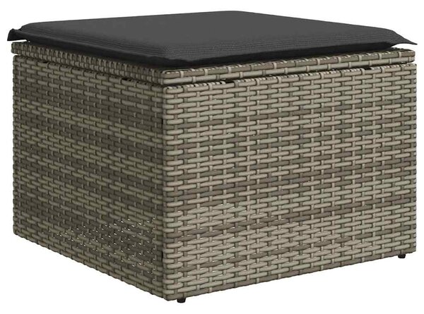 8 részes világosszürke polyrattan kerti ülőgarnitúra párnával