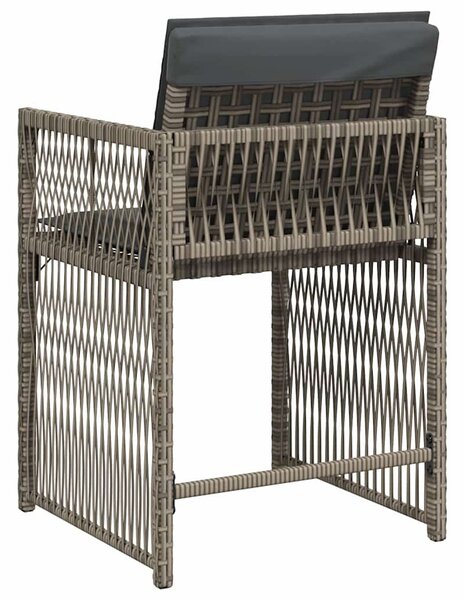 4 db szürke polyrattan kerti szék párnával