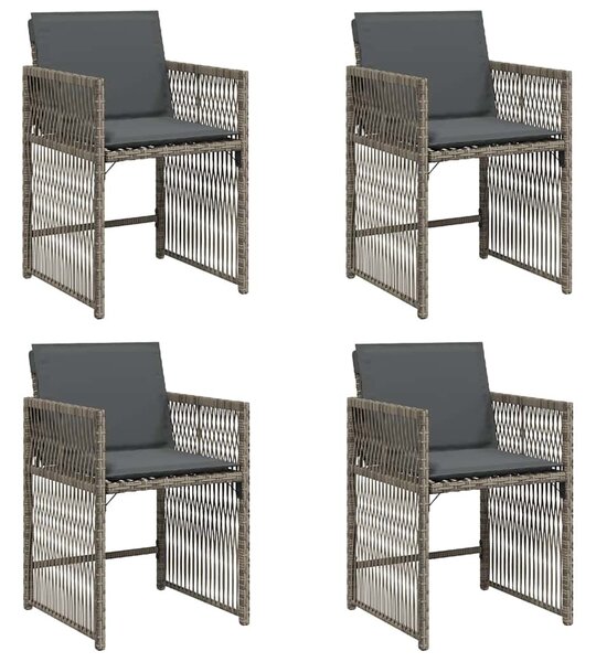 4 db szürke polyrattan kerti szék párnával