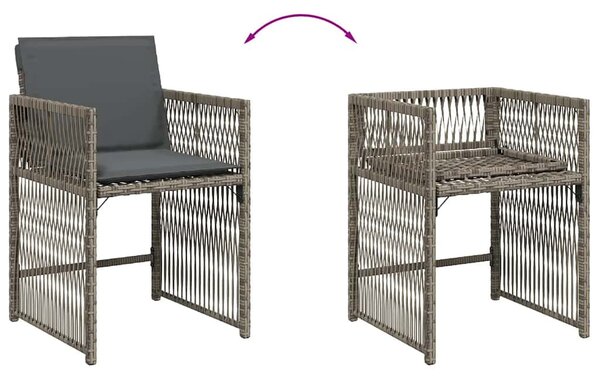 4 db szürke polyrattan kerti szék párnával