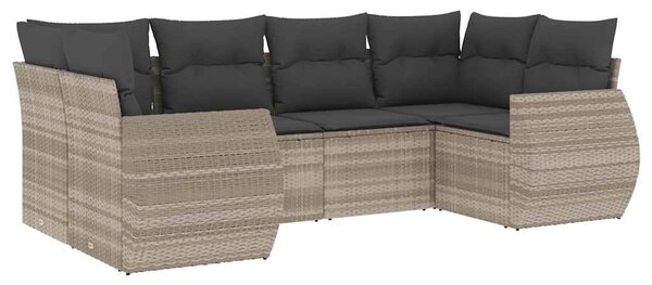 6 részes világosszürke polyrattan kerti ülőgarnitúra párnákkal