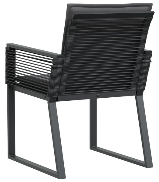 4 db fekete polyrattan kerti szék párnával