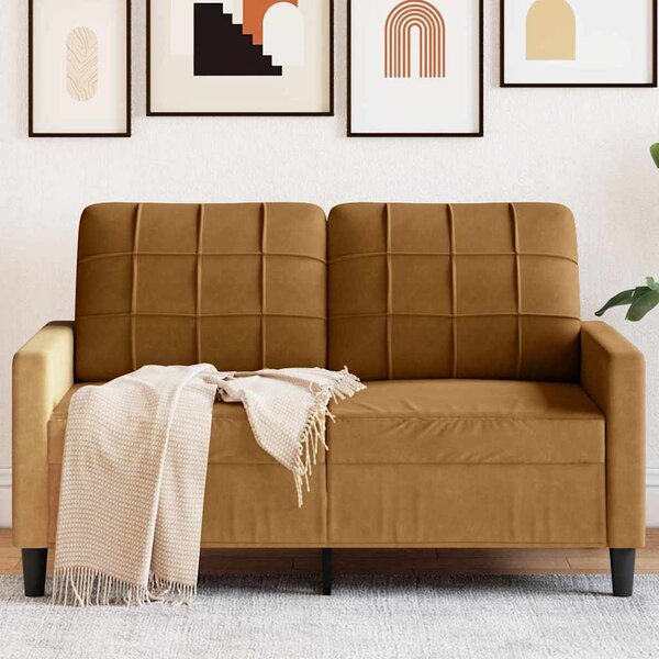 Kétszemélyes barna bársony kanapé 120 cm