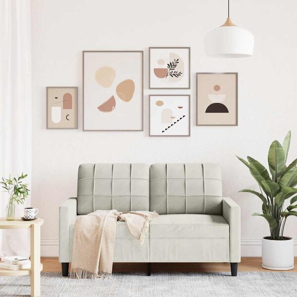 Kétszemélyes krémszínű bársony kanapé 120 cm