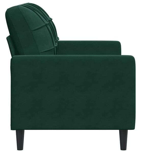 Kétszemélyes sötétzöld bársony kanapé 120 cm