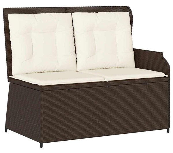 Barna polyrattan dönthető kerti pad párnával
