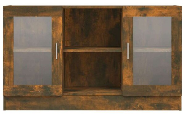 Fa Vitrinszekrény - Füstös Tölgy - 120x30,5x70 cm