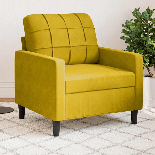 Sárga bársony kanapéfotel 60 cm
