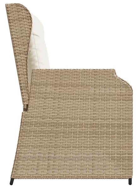 Bézs polyrattan dönthető kerti pad párnával
