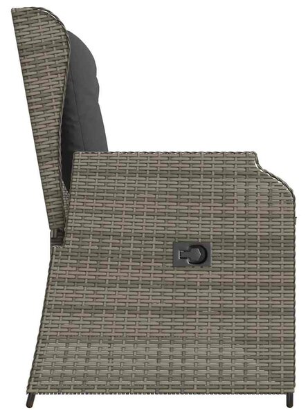 Szürke polyrattan dönthető kerti pad párnával