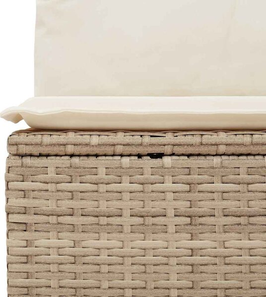 Bézs polyrattan dönthető kerti pad párnával