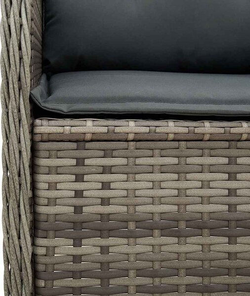 Szürke polyrattan dönthető kerti pad párnával