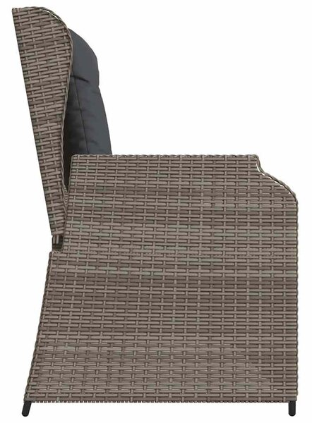 Szürke polyrattan dönthető kerti pad párnával