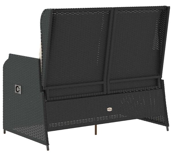 Fekete polyrattan dönthető kerti pad párnával