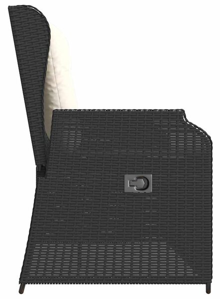 Fekete polyrattan dönthető kerti pad párnával