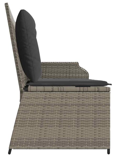Szürke polyrattan dönthető kerti pad párnával