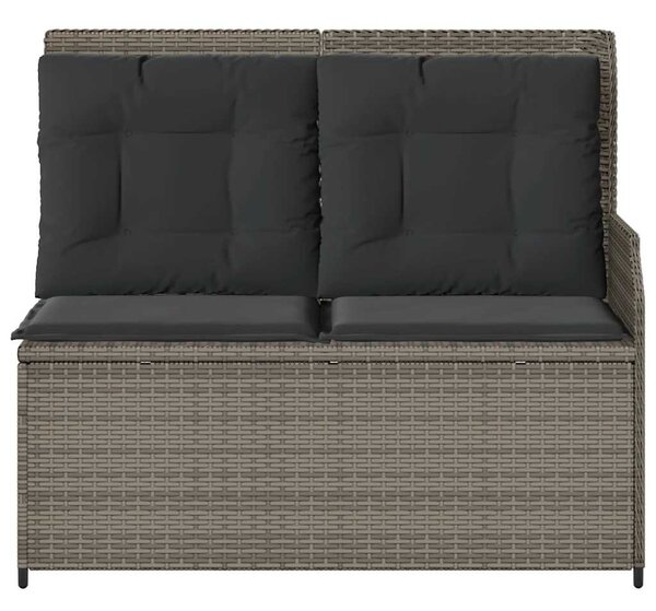 Szürke polyrattan dönthető kerti pad párnával