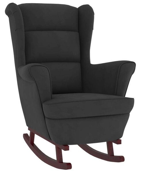 Elegáns Fekete Bársony Hintaszék - 78x93x97 cm