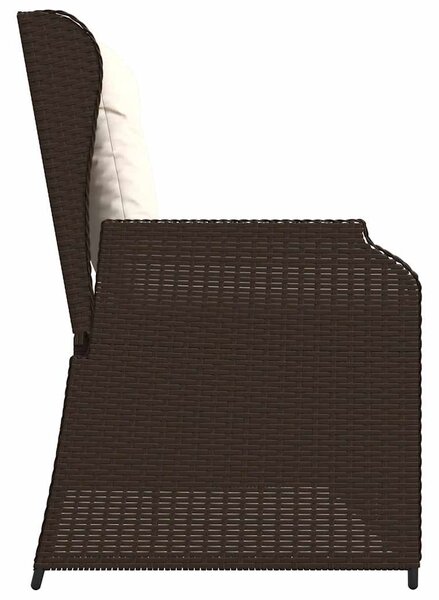 Barna polyrattan dönthető kerti pad párnával