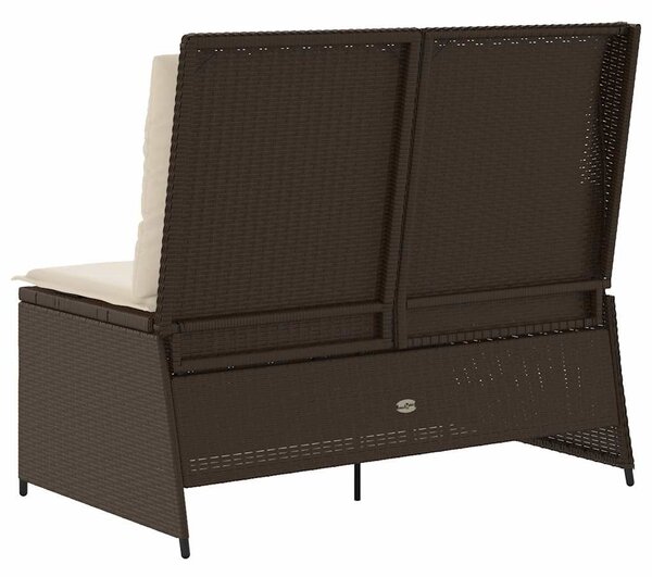 Barna polyrattan dönthető kerti pad párnával