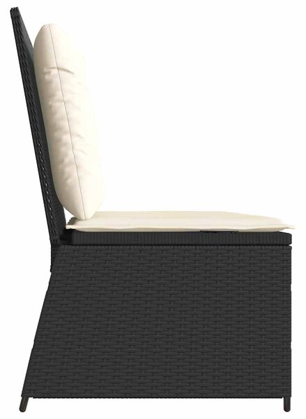 Fekete polyrattan dönthető kerti pad párnával