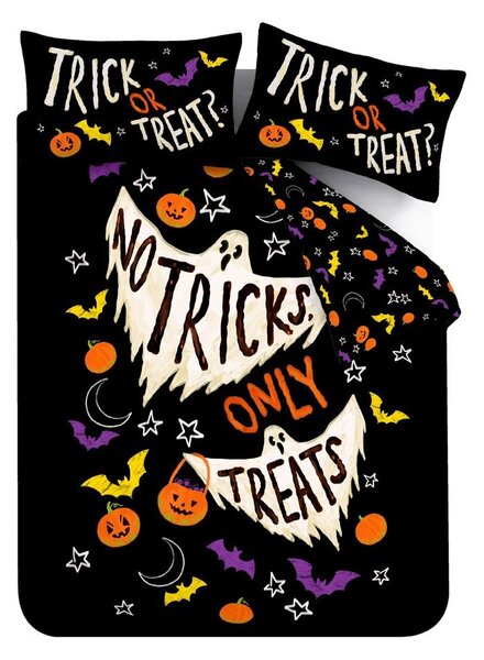 Fekete egyszemélyes ágyneműhuzat 135x200 cm Halloween Trick or Treat – Catherine Lansfield