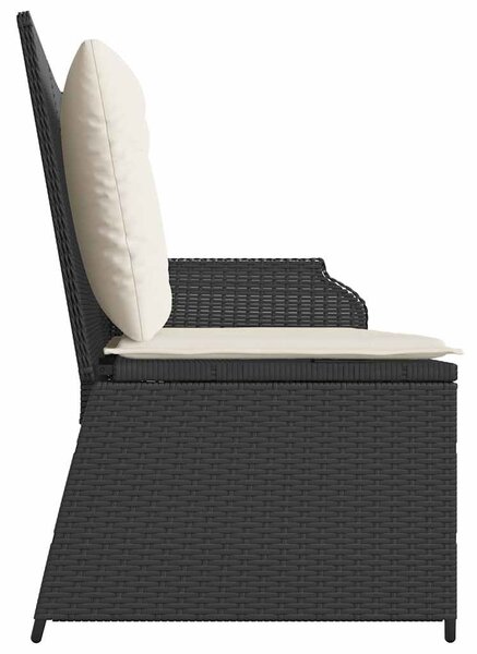 Fekete polyrattan dönthető kerti pad párnával