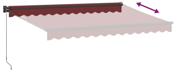 Burgundi vörös kézzel kihúzható napellenző 350 x 250 cm