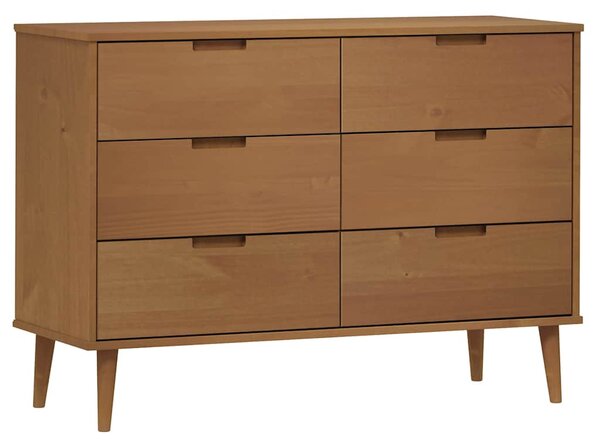 MOLDE barna tömör fenyőfa fiókos szekrény 113 x 40 x 80 cm