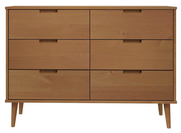 MOLDE barna tömör fenyőfa fiókos szekrény 113 x 40 x 80 cm