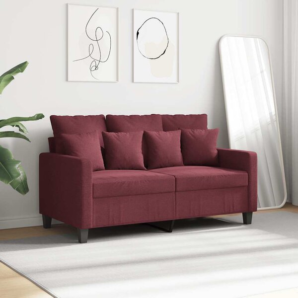 Kétszemélyes bordó szövet kanapé 120 cm