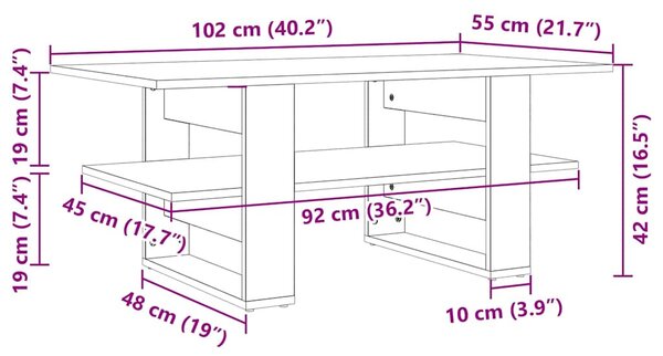 Fekete szerelt fa dohányzóasztal 102 x 55 x 42 cm