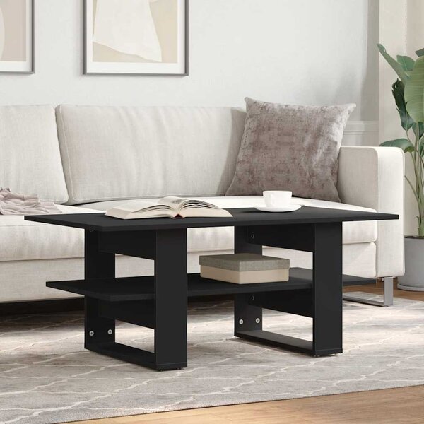 Fekete szerelt fa dohányzóasztal 102 x 55 x 42 cm