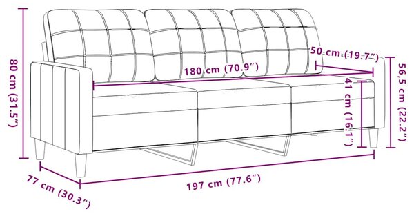 3 személyes kék bársony kanapé 180 cm