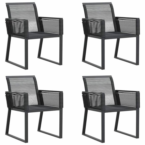 4 db fekete polyrattan kerti szék