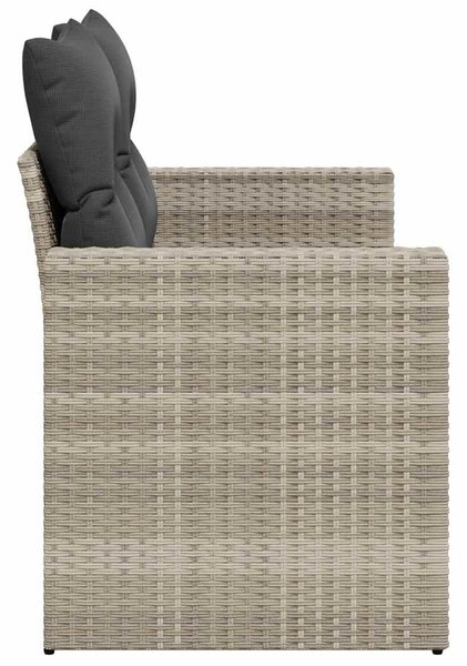 2 személyes világosszürke polyrattan kerti kanapé párnával