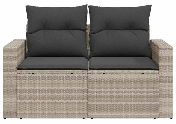 2 személyes világosszürke polyrattan kerti kanapé párnával